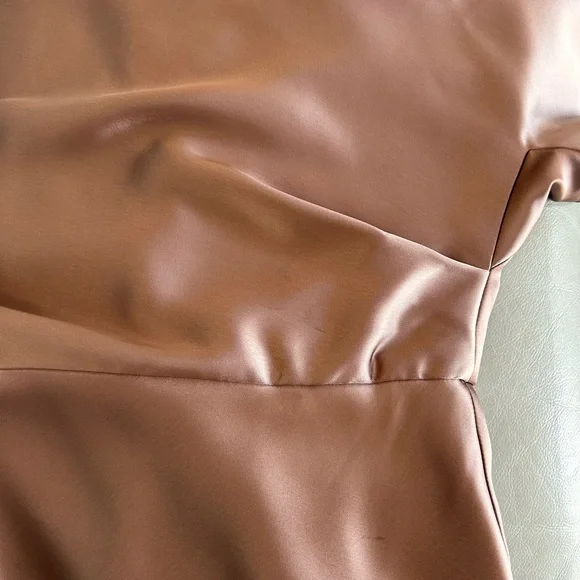 Amsale NWOT One Shoulder Fluid Cocktail Midi Dress 8 Mocha